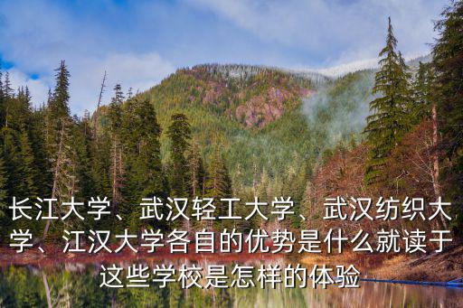 長(zhǎng)江大學(xué)、武漢輕工大學(xué)、武漢紡織大學(xué)、江漢大學(xué)各自的優(yōu)勢(shì)是什么就讀于這些學(xué)校是怎樣的體驗(yàn)