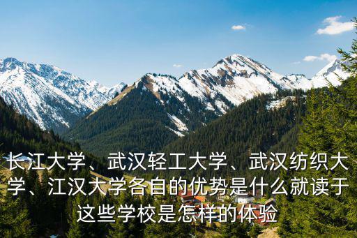 長(zhǎng)江大學(xué)、武漢輕工大學(xué)、武漢紡織大學(xué)、江漢大學(xué)各自的優(yōu)勢(shì)是什么就讀于這些學(xué)校是怎樣的體驗(yàn)