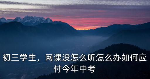 初三學生，網課沒怎么聽怎么辦如何應付今年中考