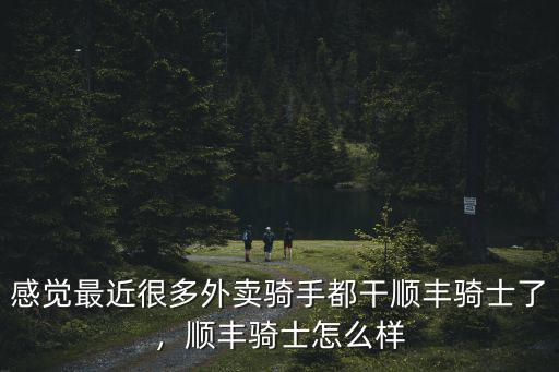 感覺最近很多外賣騎手都干順豐騎士了，順豐騎士怎么樣