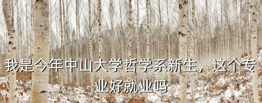 我是今年中山大學哲學系新生，這個專業好就業嗎