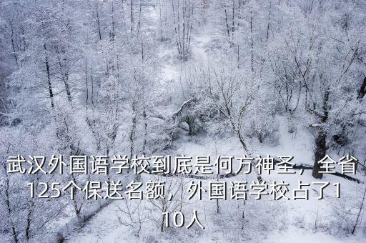 武漢外國語學(xué)校到底是何方神圣，全省125個保送名額，外國語學(xué)校占了110人