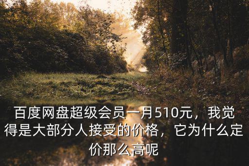 百度網盤超級會員一月510元，我覺得是大部分人接受的價格，它為什么定價那么高呢