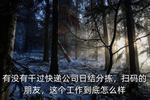 有沒有干過快遞公司日結(jié)分揀，掃碼的朋友，這個工作到底怎么樣
