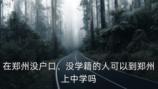 在鄭州沒戶口、沒學(xué)籍的人可以到鄭州上中學(xué)嗎