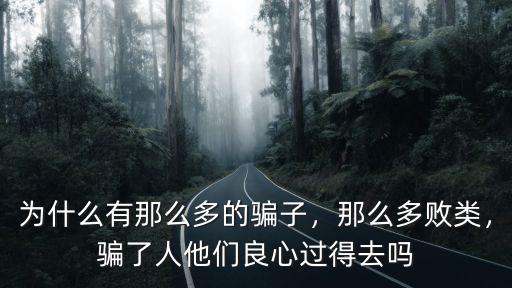 為什么有那么多的騙子，那么多敗類，騙了人他們良心過得去嗎