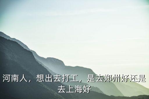 河南人，想出去打工，是去鄭州好還是去上海好