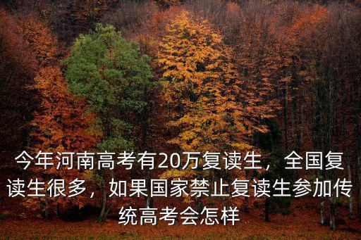 今年河南高考有20萬復讀生，全國復讀生很多，如果國家禁止復讀生參加傳統高考會怎樣