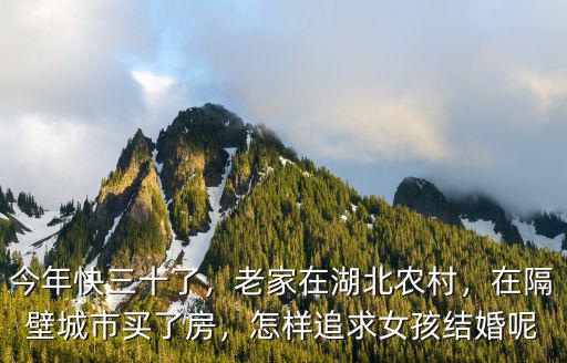 今年快三十了，老家在湖北農村，在隔壁城市買了房，怎樣追求女孩結婚呢