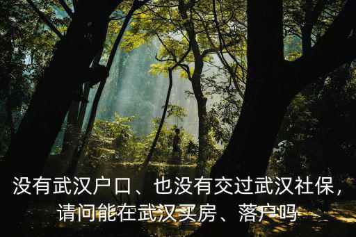 沒有武漢戶口、也沒有交過武漢社保，請問能在武漢買房、落戶嗎