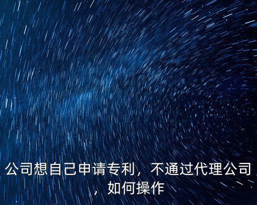安陽怎么辦理專利申請代辦公司,公司想自己申請專利