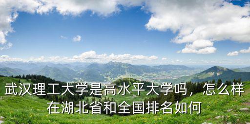 武漢理工大學是高水平大學嗎，怎么樣在湖北省和全國排名如何