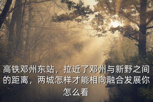 高鐵鄧州東站，拉近了鄧州與新野之間的距離，兩城怎樣才能相向融合發展你怎么看