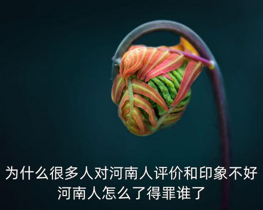 為什么很多人對(duì)河南人評(píng)價(jià)和印象不好河南人怎么了得罪誰(shuí)了