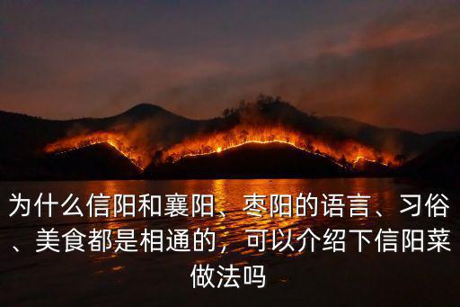 為什么信陽和襄陽、棗陽的語言、習(xí)俗、美食都是相通的，可以介紹下信陽菜做法嗎