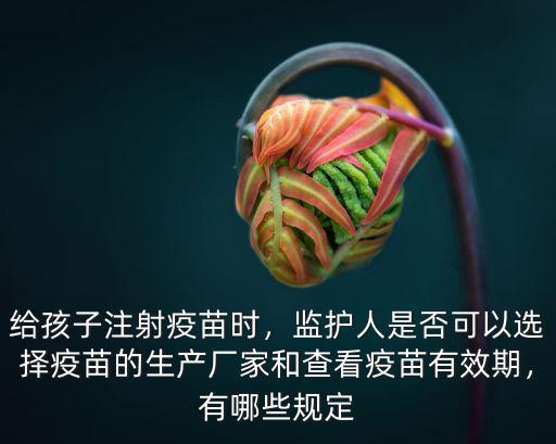 給孩子注射疫苗時，監護人是否可以選擇疫苗的生產廠家和查看疫苗有效期，有哪些規定