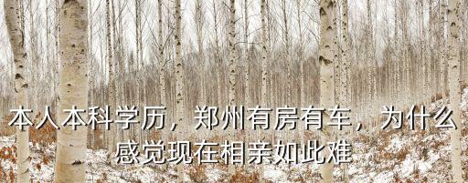 本人本科學歷，鄭州有房有車，為什么感覺現在相親如此難