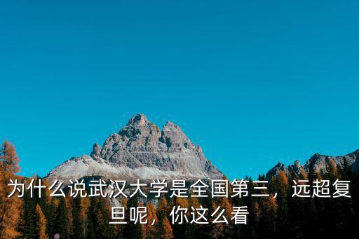 為什么說武漢大學是全國第三，遠超復旦呢，你這么看