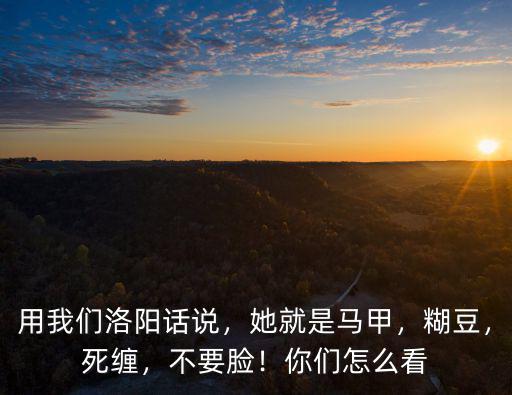 用我們洛陽話說，她就是馬甲，糊豆，死纏，不要臉！你們怎么看