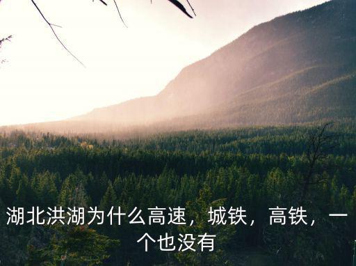 湖北洪湖為什么高速，城鐵，高鐵，一個也沒有