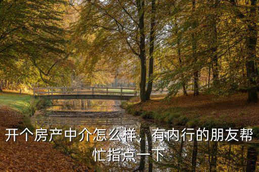 開個房產(chǎn)中介怎么樣，有內(nèi)行的朋友幫忙指點一下