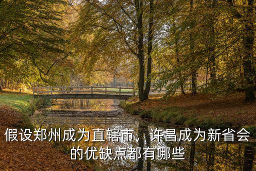 假設鄭州成為直轄市，許昌成為新省會的優(yōu)缺點都有哪些