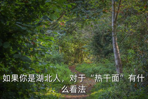 如果你是湖北人，對于“熱干面”有什么看法