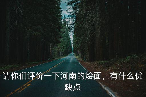 請你們評價一下河南的燴面，有什么優缺點