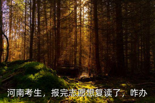 河南考生，報(bào)完志愿想復(fù)讀了，咋辦