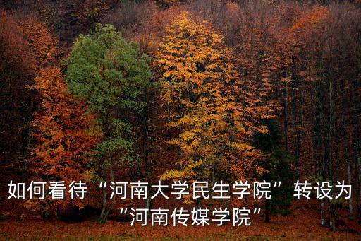 如何看待“河南大學(xué)民生學(xué)院”轉(zhuǎn)設(shè)為“河南傳媒學(xué)院”