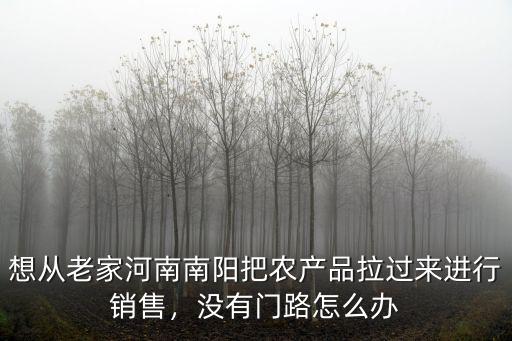 想從老家河南南陽把農(nóng)產(chǎn)品拉過來進(jìn)行銷售，沒有門路怎么辦
