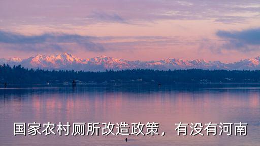 國家農村廁所改造政策，有沒有河南