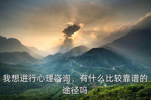 我想進行心理咨詢，有什么比較靠譜的途徑嗎