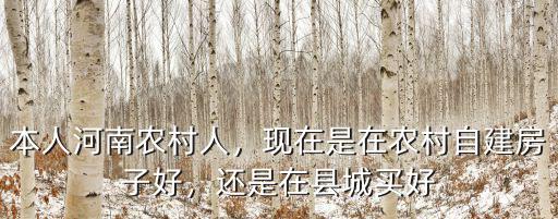 本人河南農村人，現在是在農村自建房子好，還是在縣城買好