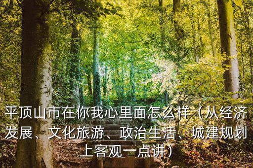 平頂山市在你我心里面怎么樣（從經(jīng)濟發(fā)展、文化旅游、政治生活、城建規(guī)劃上客觀一點講）