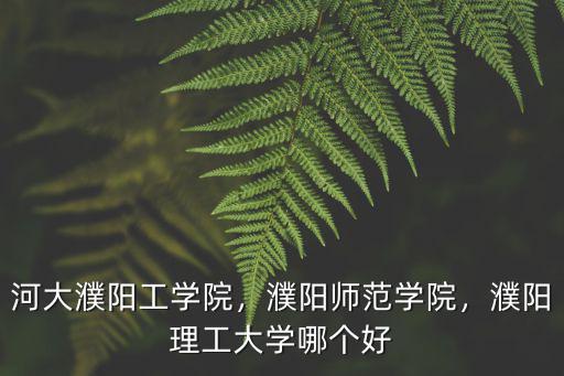 河大濮陽工學院，濮陽師范學院，濮陽理工大學哪個好