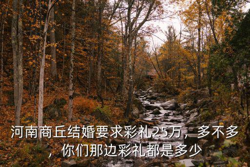河南商丘結(jié)婚要求彩禮25萬，多不多，你們那邊彩禮都是多少
