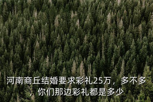 河南商丘結婚要求彩禮25萬，多不多，你們那邊彩禮都是多少