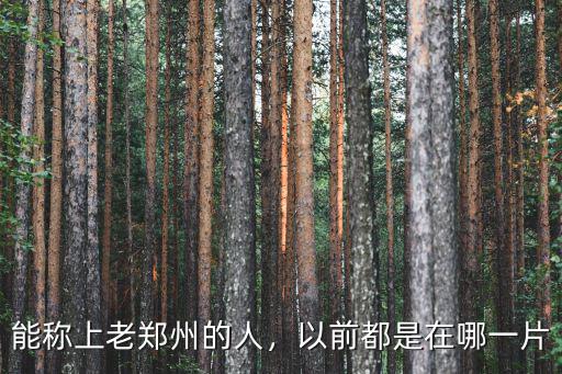 能稱上老鄭州的人，以前都是在哪一片