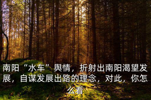 南陽“水車”輿情，折射出南陽渴望發展，自謀發展出路的理念，對此，你怎么看