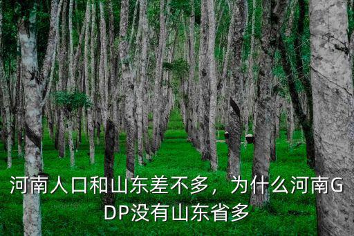河南人口和山東差不多，為什么河南GDP沒有山東省多