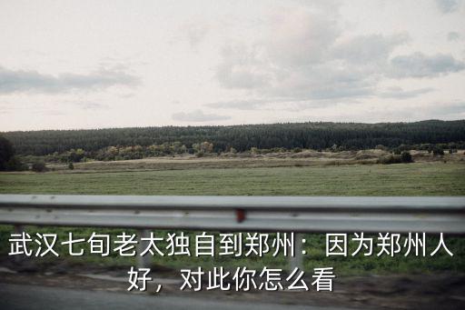 武漢七旬老太獨自到鄭州：因為鄭州人好，對此你怎么看