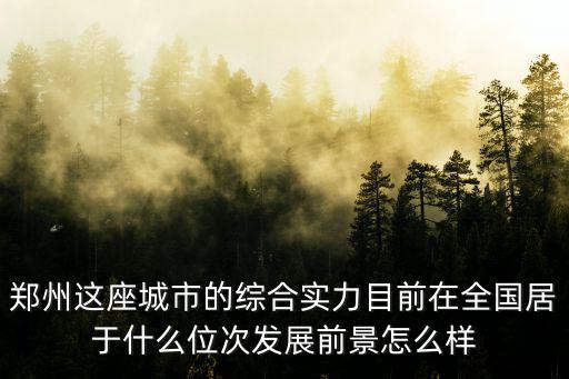 鄭州這座城市的綜合實力目前在全國居于什么位次發展前景怎么樣