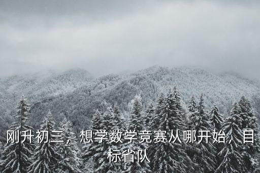 剛升初三，想學數學競賽從哪開始，目標省隊