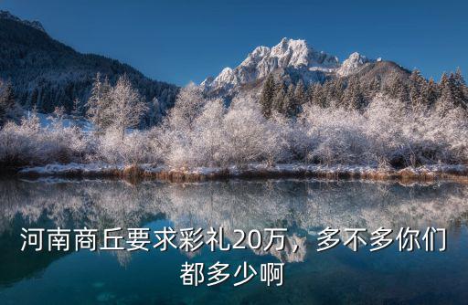 河南商丘要求彩禮20萬(wàn)，多不多你們都多少啊
