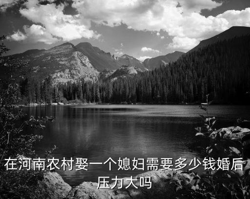 在河南農村娶一個媳婦需要多少錢婚后壓力大嗎