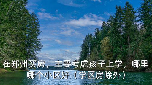 在鄭州買房，主要考慮孩子上學，哪里哪個小區好（學區房除外）