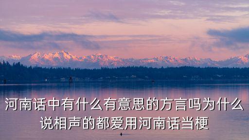河南話中有什么有意思的方言嗎為什么說相聲的都愛用河南話當梗