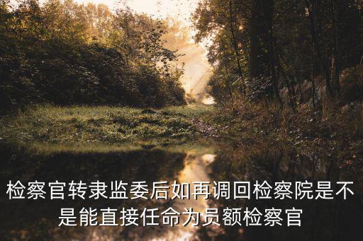 檢察官轉隸監委后如再調回檢察院是不是能直接任命為員額檢察官