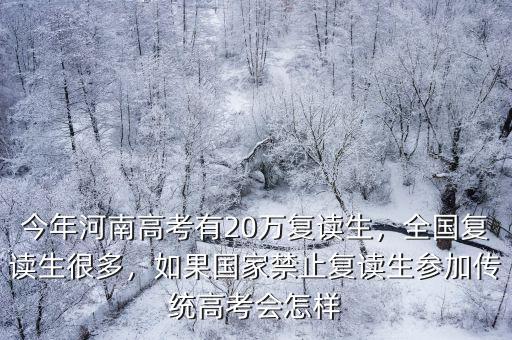 今年河南高考有20萬復讀生，全國復讀生很多，如果國家禁止復讀生參加傳統高考會怎樣